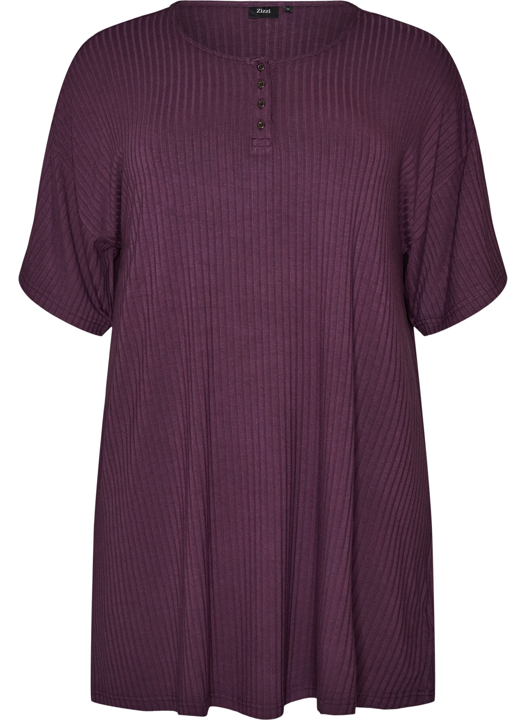ZizziY&ouml;paita viskoositrikoosta ribatulla pinnalla, Violetti, Packshot image number 0