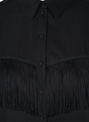 Yksivärinen paita hapsuilla , Black, Packshot image number 2