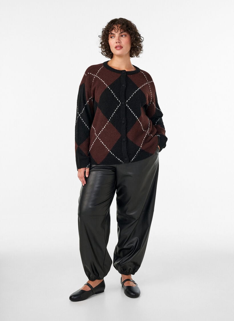Neuletakki argyle-kuviolla, Musta, Model image number 1