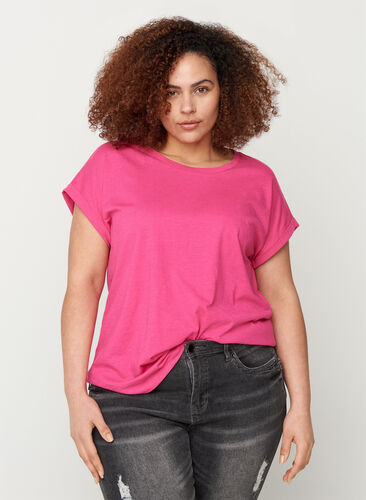 T-paita puuvillasekoitteesta, Fuchsia Purple Mel., Model image number 0