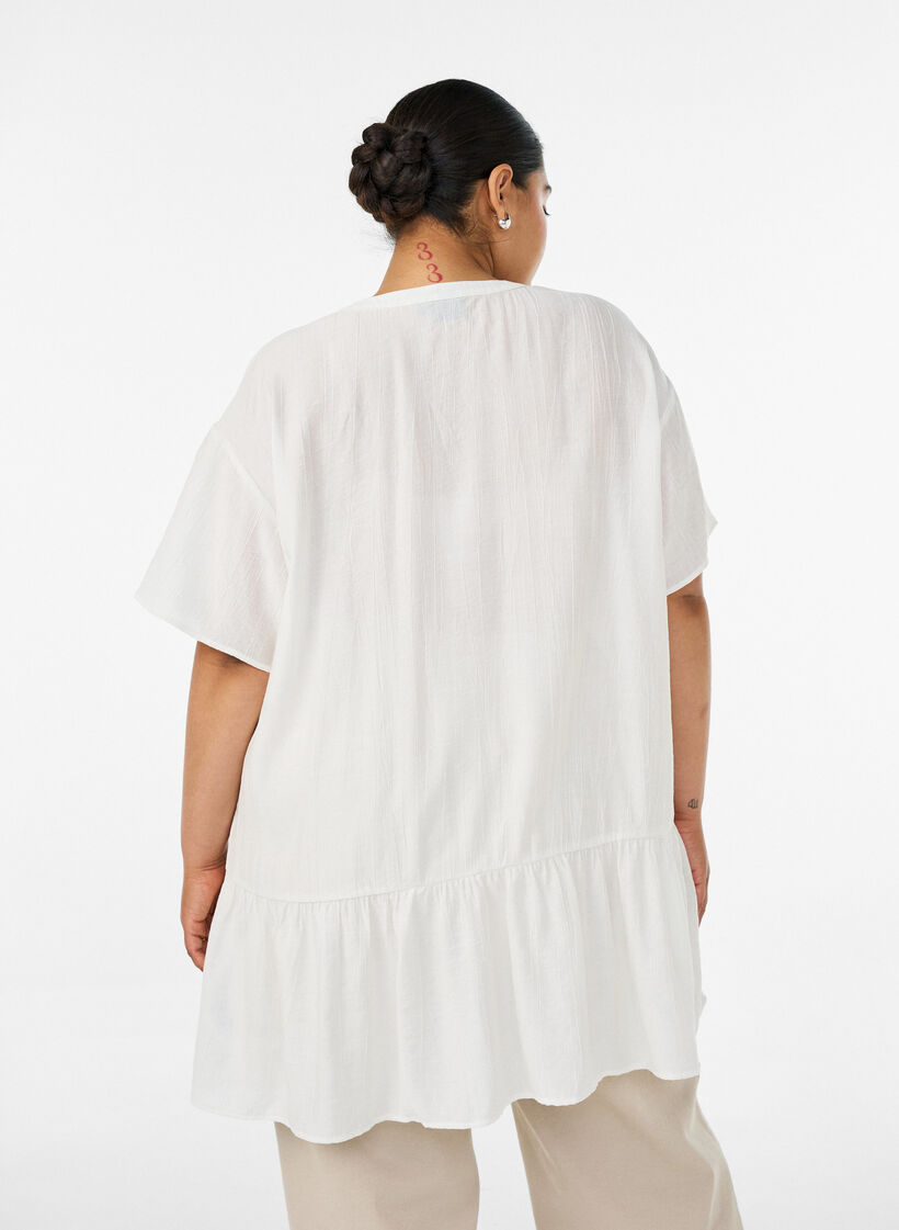 V&auml;lj&auml; tunika ryppyisell&auml; pinnalla ja r&ouml;yhel&ouml;helmalla, Vanilja, Model image number 2