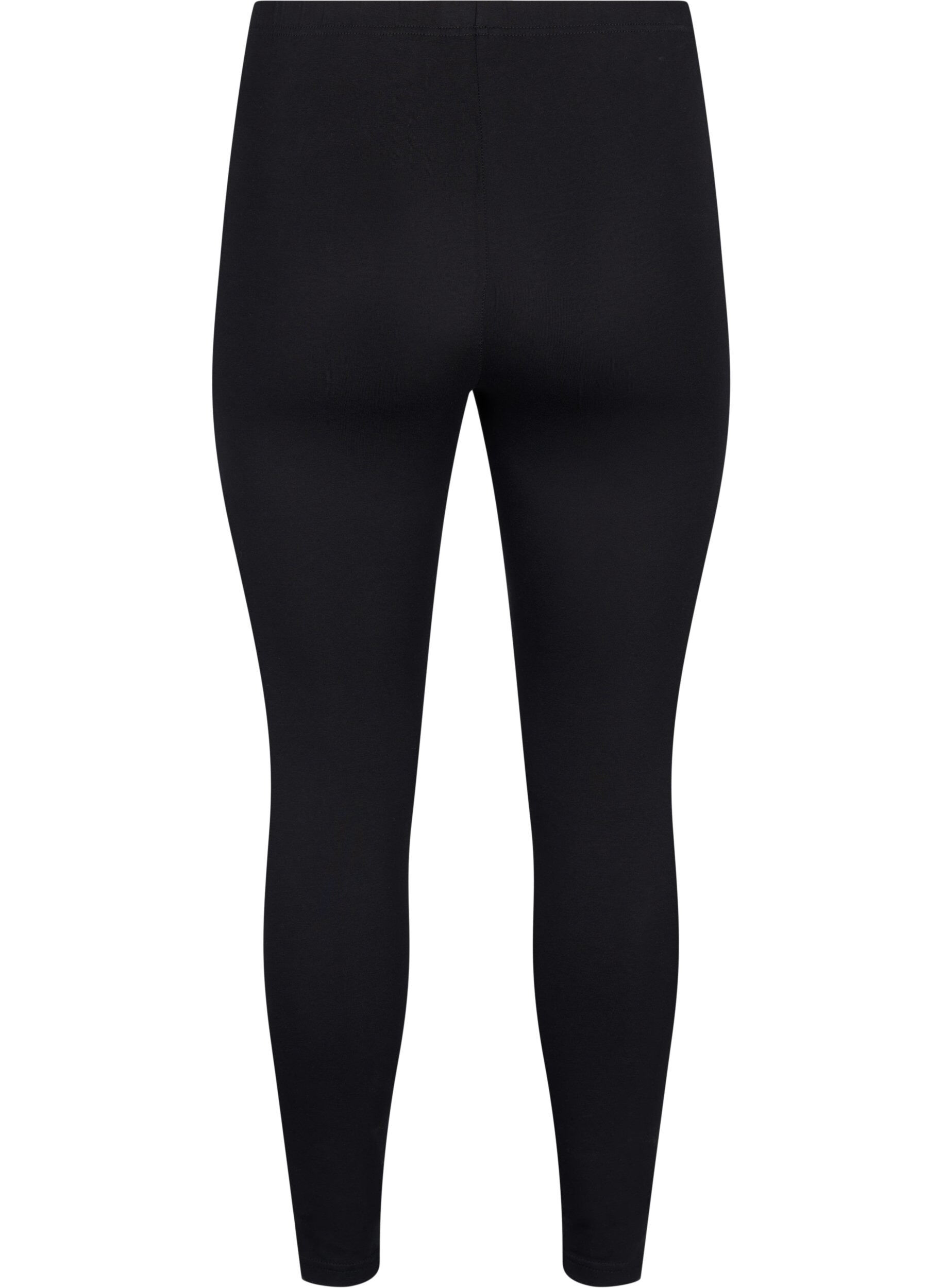 Zizzi2-pack puuvillaiset leggingsit, Musta, Packshot image number 1