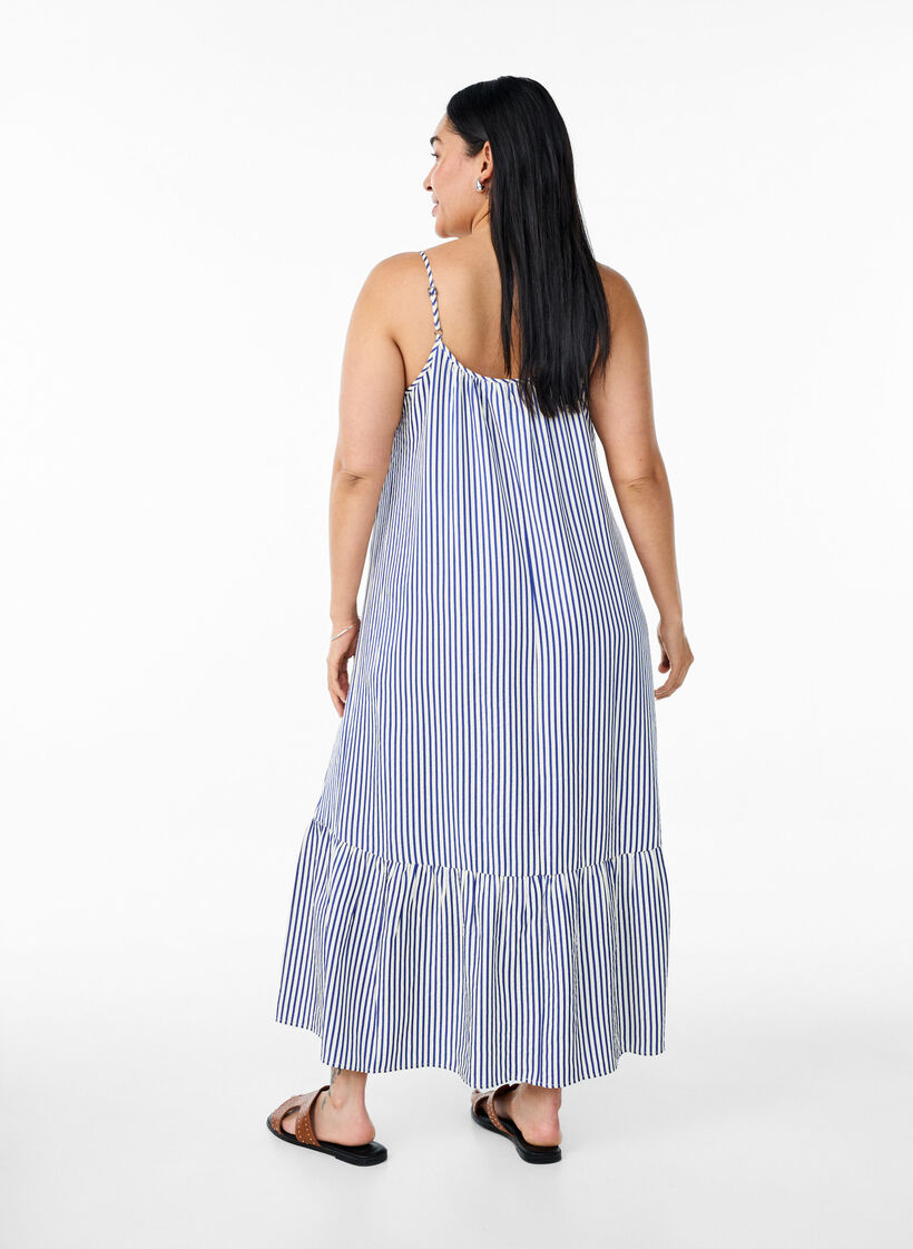 Raidallinen ja A-linjainen kes&auml;mekko, Sininen, Model image number 1