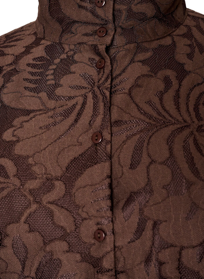 Bombertakki kukkakuvioisella jacquard-kuosilla, Ruskea, Packshot image number 2