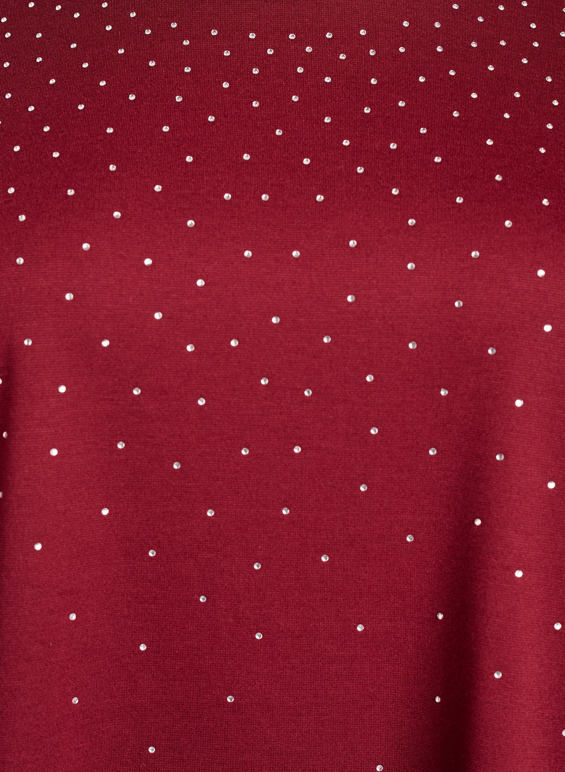 ZizziT-paita strassikoristeilla ja py&ouml;re&auml;ll&auml; p&auml;&auml;ntiell&auml;, Tumma Bordeaux, Packshot image number 2
