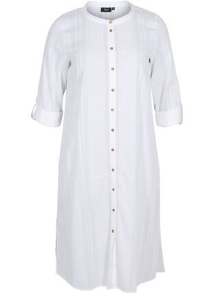 Puuvillainen paitamekko 3/4-hihoilla, Bright White, Packshot image number 0