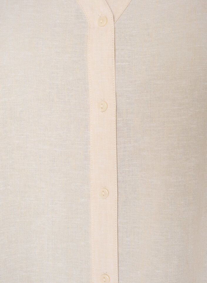 Pitk&auml; paita pellavasta ja viskoosista, Beige, Packshot image number 2
