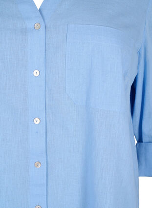 Puuvilla-pellavasekoitteinen paitapusero, jossa on napitus, Serenity, Packshot image number 2