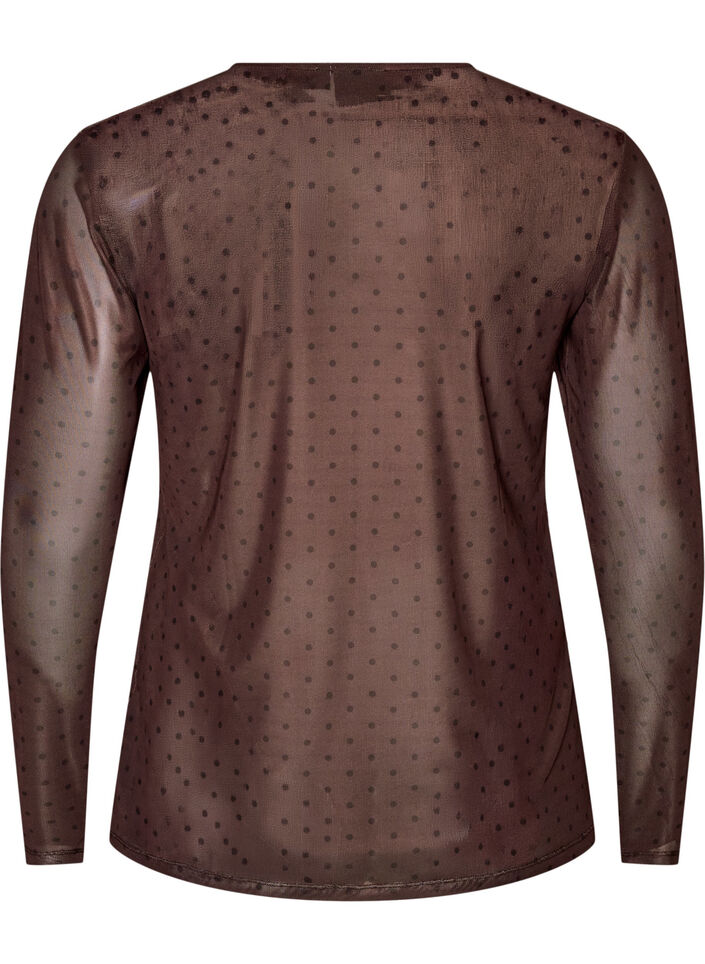 Mesh-pusero printill&auml;, Ruskea, Packshot image number 1