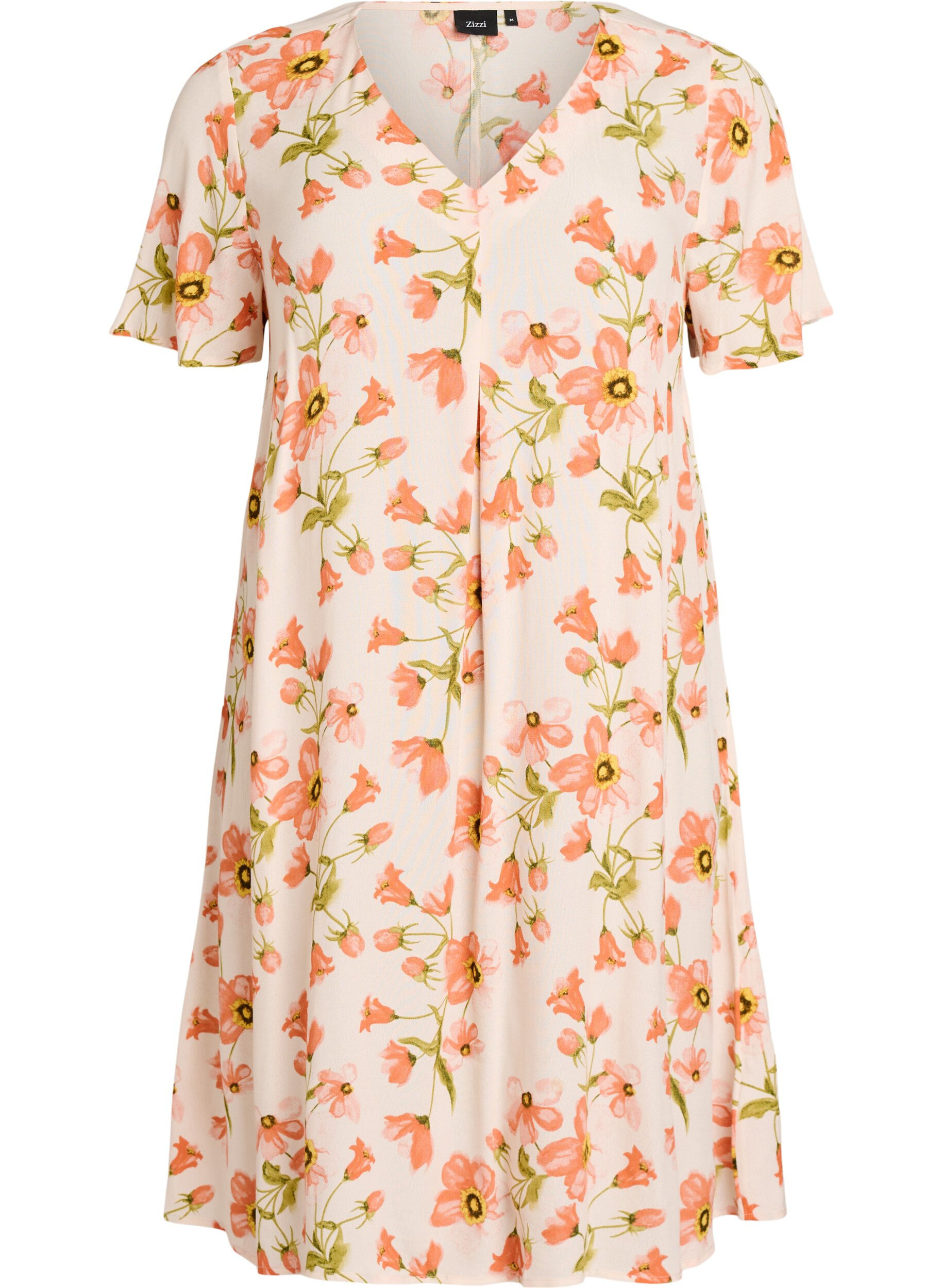 Zizzi Viskoosi A-linjainen mekko, Vaaleanpunainen, Packshot image number 0