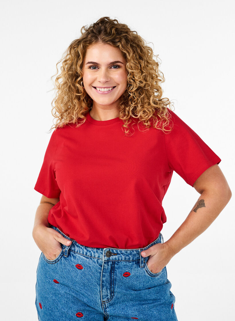 T-paita luomupuuvillasta pyöreällä kaula-aukolla, Salsa, Model image number 0