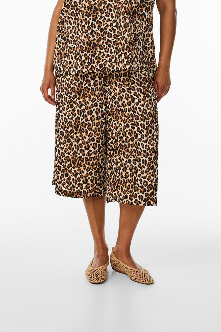 Culottes-housut kuosilla, Vihre&auml;, Model image number 2