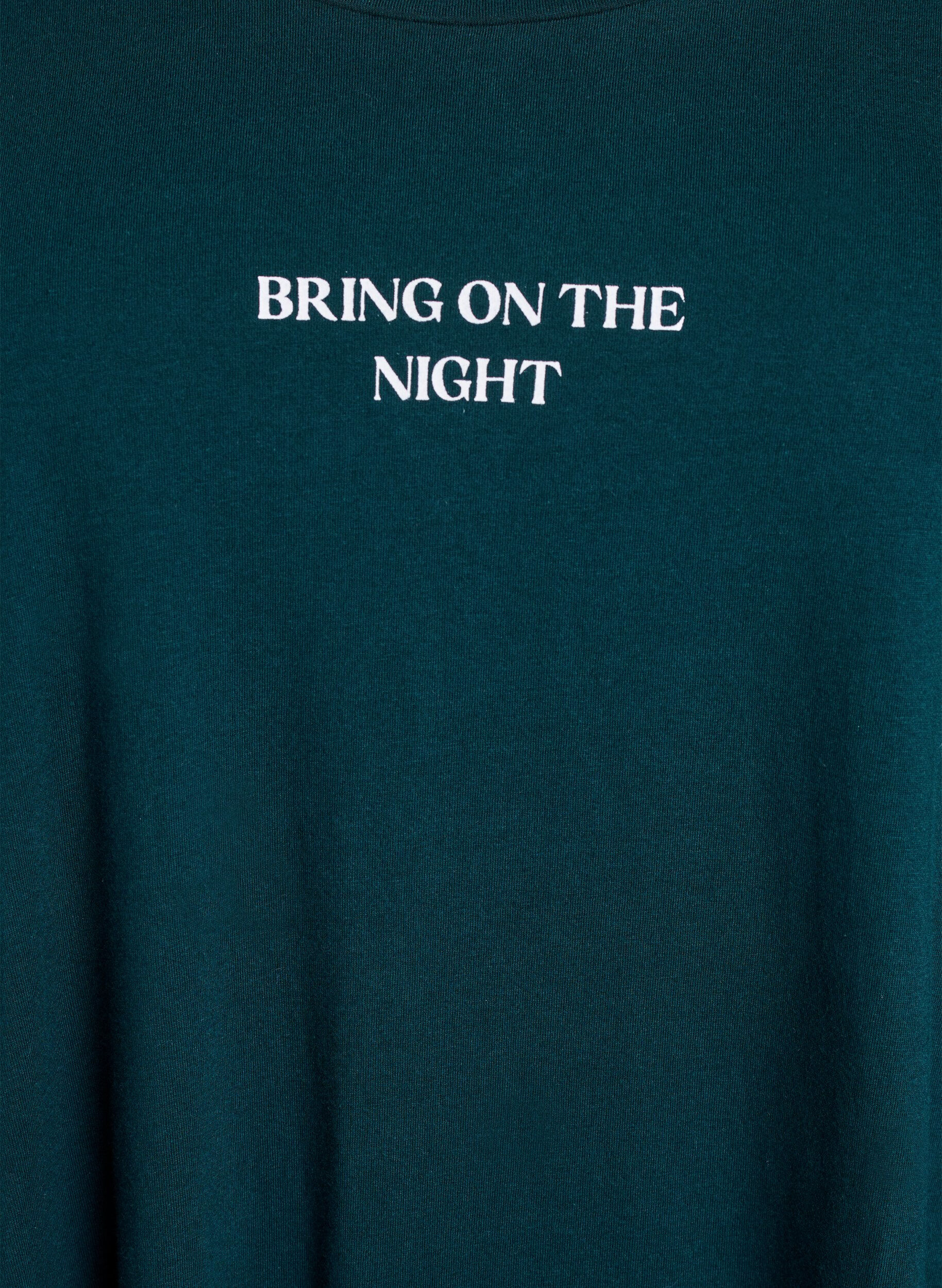 Zizzi Pitk&auml;hihainen y&ouml;paita luomupuuvillaa, Vihre&auml;, Packshot image number 2