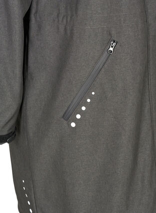 Pitkä hupullinen softshell-takki, Dark Grey Melange, Packshot image number 3