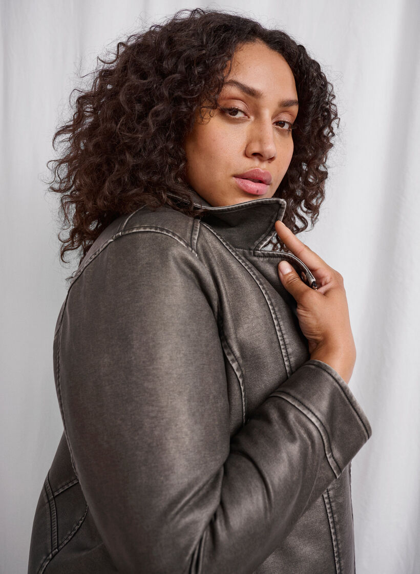 Takki kulutettua keinonahkaa, Dark Grey Wash, Image image number 0