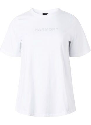 Luomupuuvillasta valmistettu t-paita tekstillä, White HARMONY, Packshot image number 0