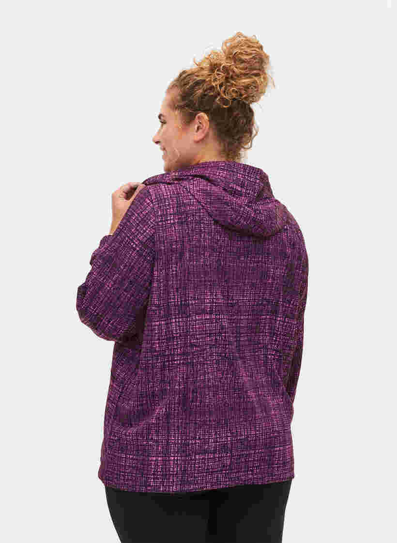 Sporttinen anorakki vetoketjulla ja taskuilla, Square Purple Print, Model image number 1