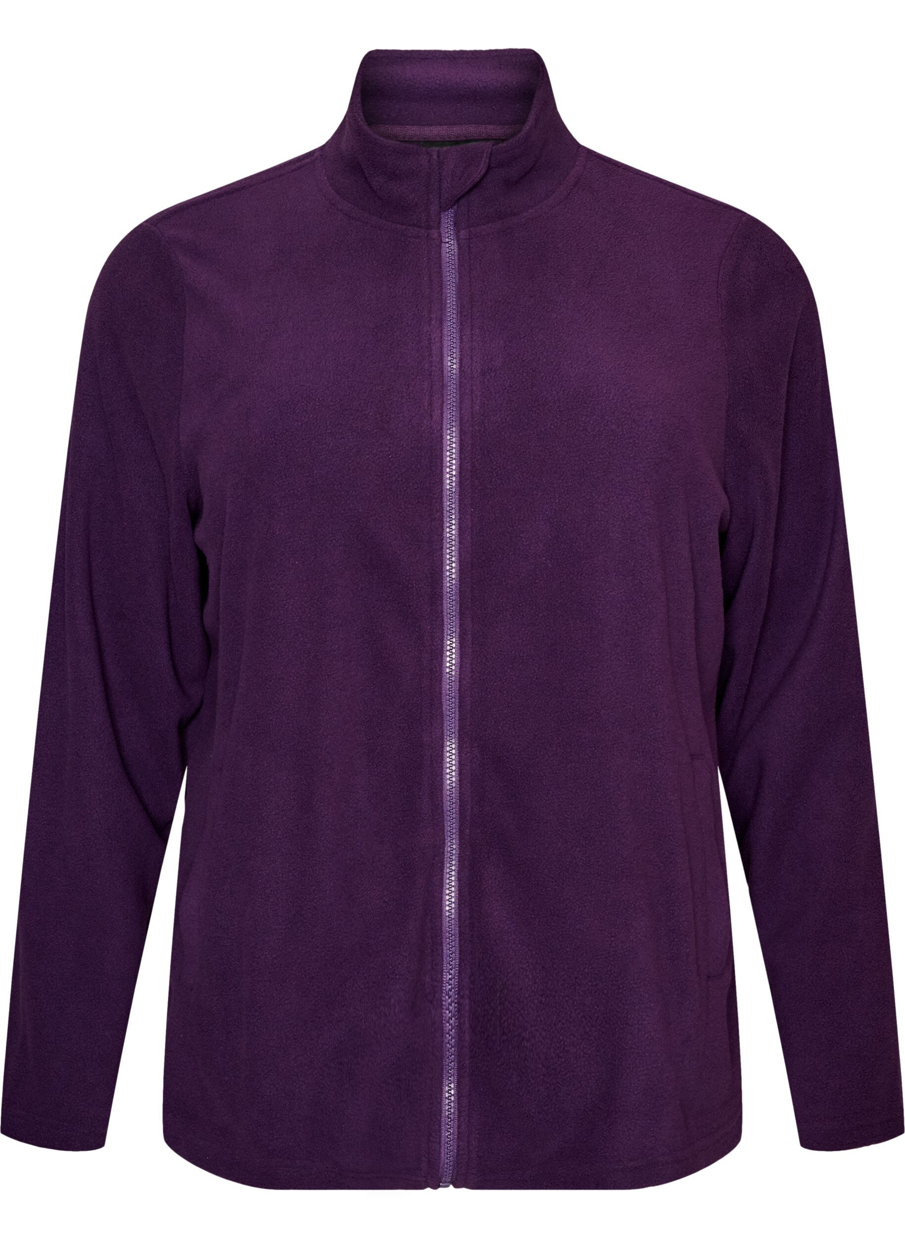 ZizziFleecetoppi vetoketjulla ja korkealla kauluksella, Violetti, Packshot image number 0