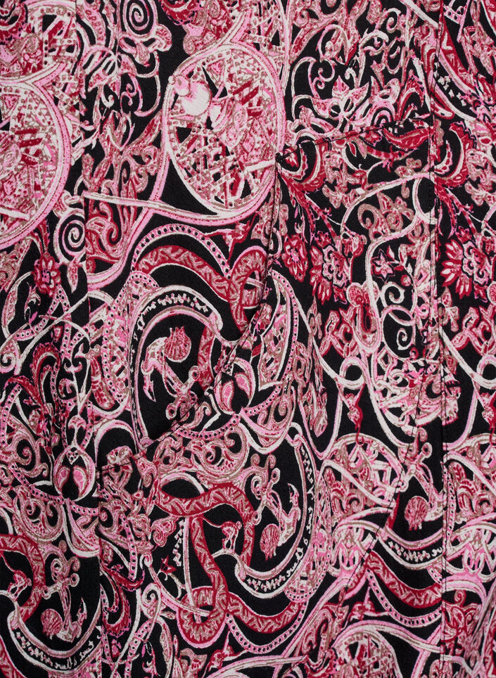 Lyhythihainen puuvillamekko kuosilla, Musta, Packshot image number 3