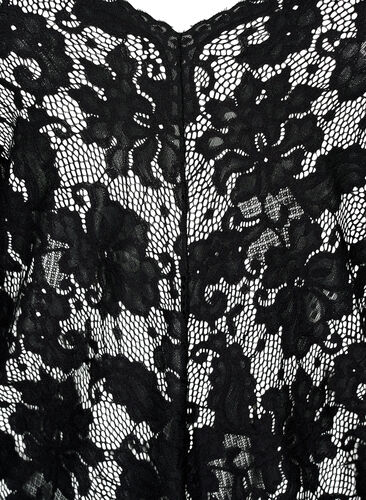 Pitkähihainen pitsi-pusero V-aukkoisella kauluksella, Black, Packshot image number 2