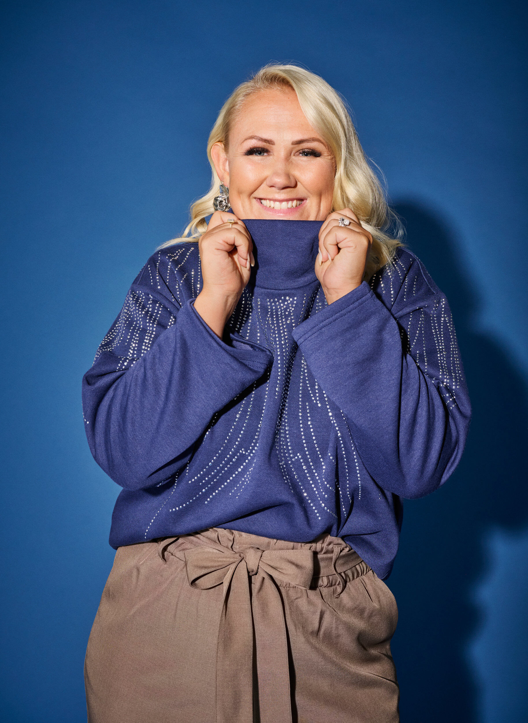 Zizzi Paita korkealla kauluksella ja strassikoristeilla, Naval Academy, Image image number 0