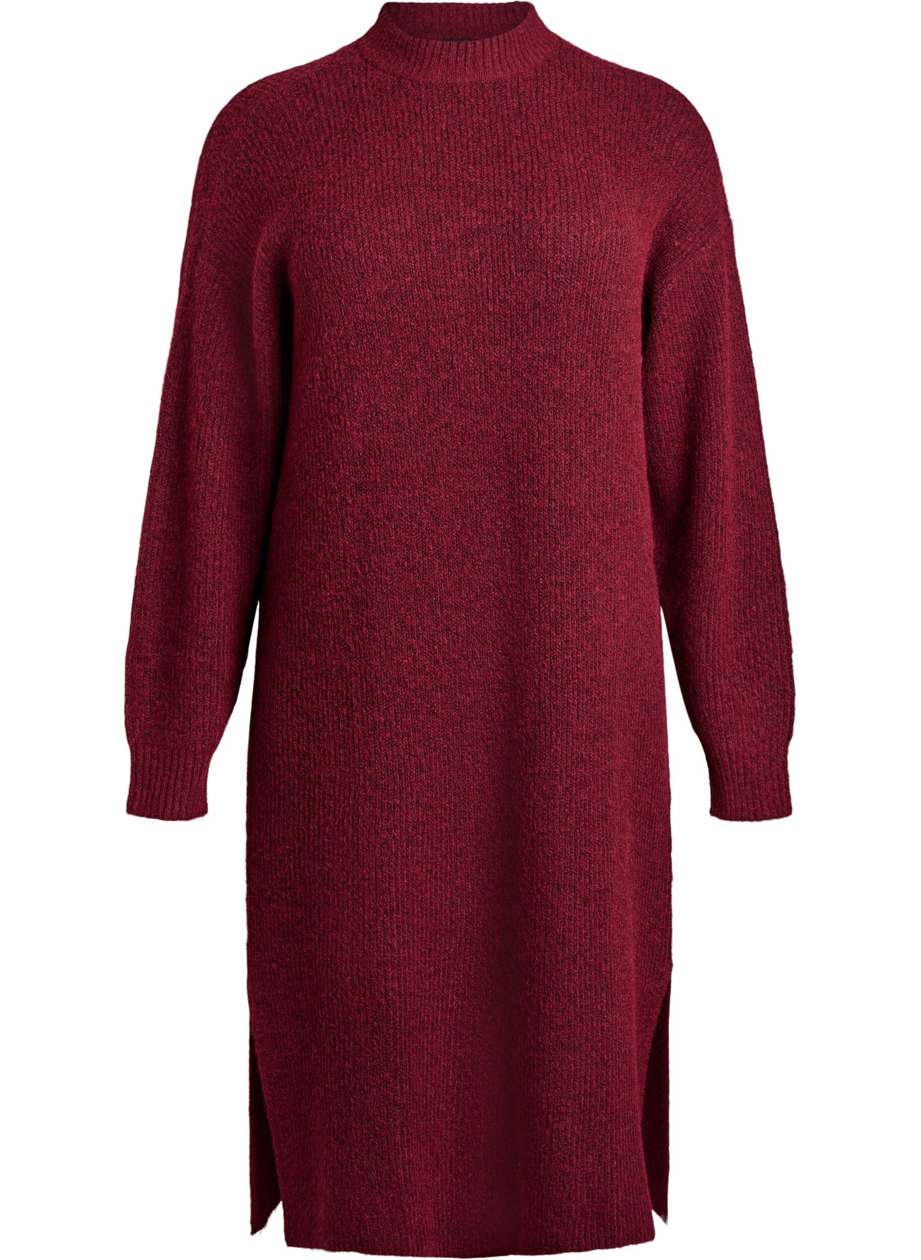 Pitk&auml; neulemekko korkealla kauluksella