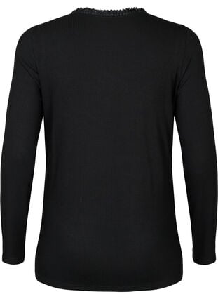 Odotusajan pitsikoristeellinen pitkähihainen pusero, Black, Packshot image number 1