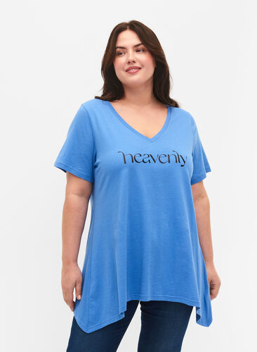 Puuvillainen t-paita lyhyillä hihoilla, Ultramarine HEAVENLY, Model image number 0