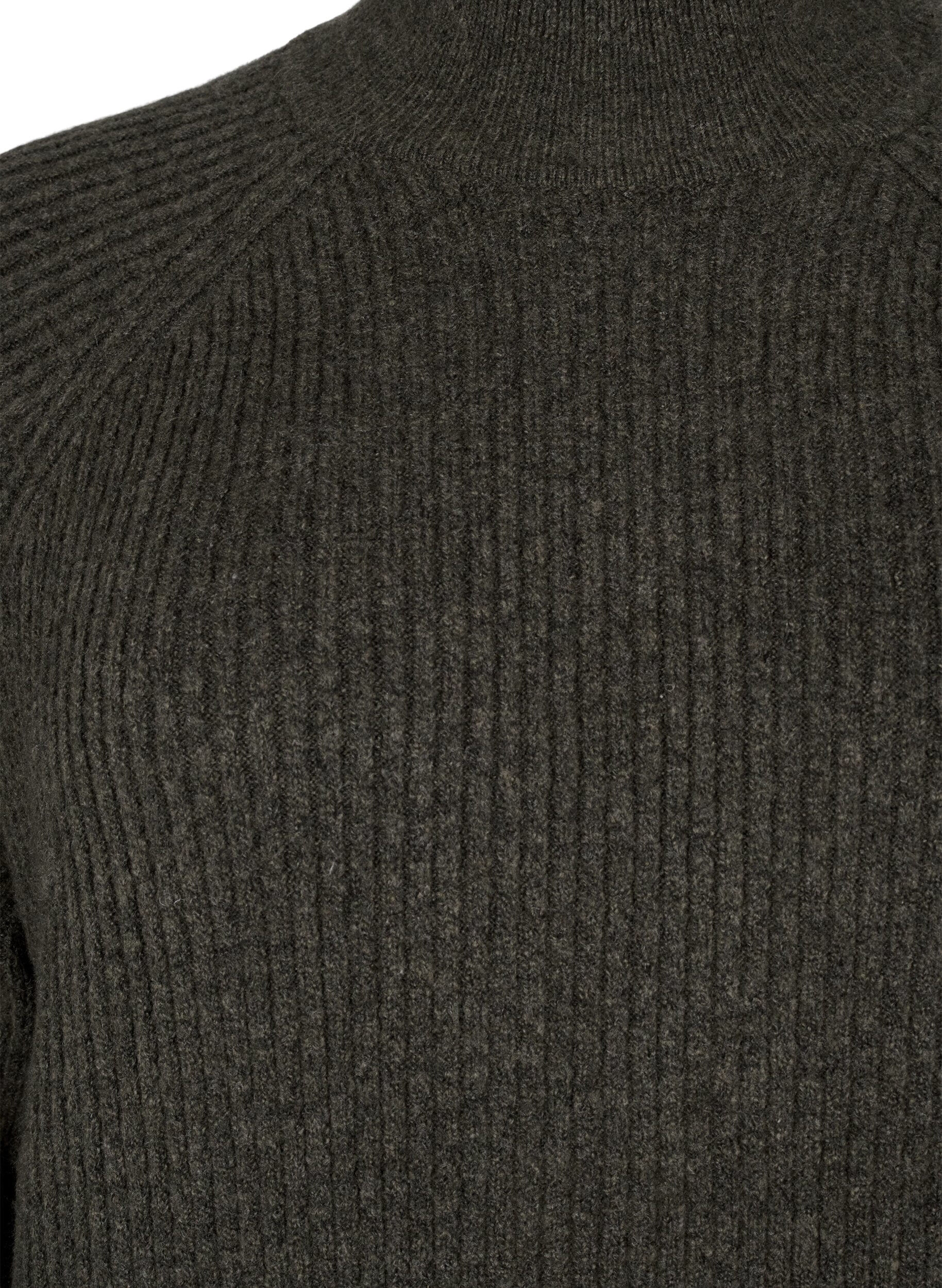 Zizzi Pitk&auml;hihainen neulemekko, jossa on korkea kaulus, Sea Turtle Mel., Packshot image number 2