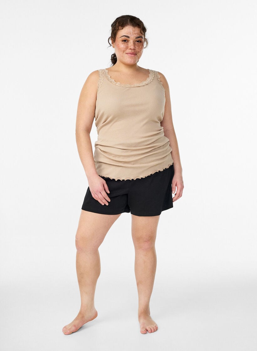 Pitsikoristeinen yl&auml;osa, Beige, Model image number 1