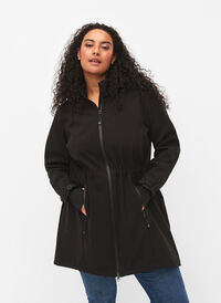 Softshell-takki irroitettavalla hupulla, Black, Model