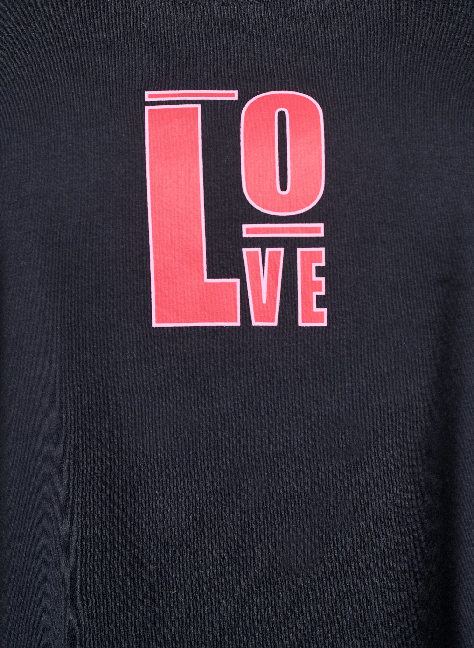 Zizzi Pitk&auml; y&ouml;-T-paita luomupuuvillasta printill&auml;, Harmaa, Packshot image number 2