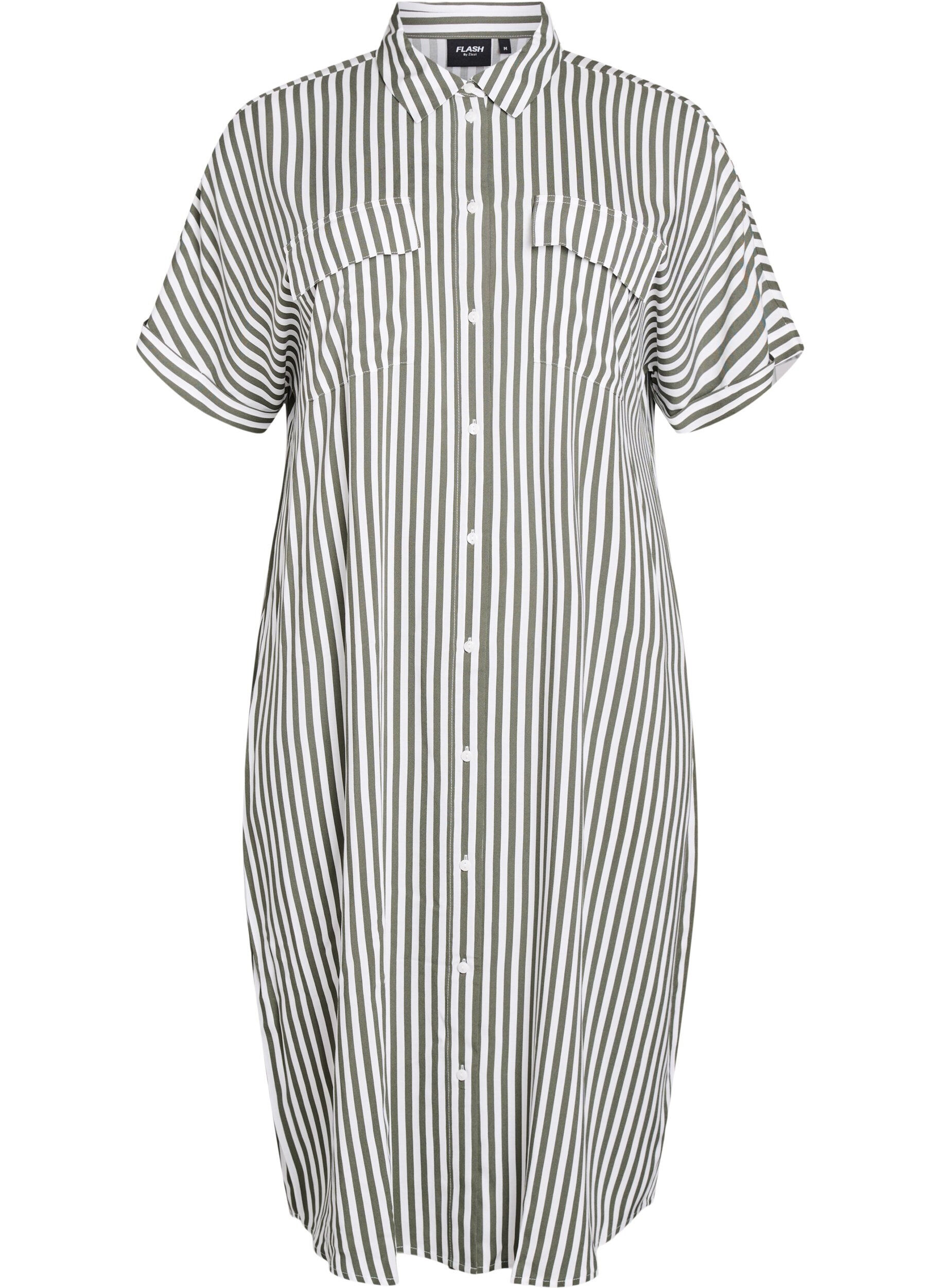 Zizzi Lyhythihainen pitk&auml; paitamekko, Vihre&auml;, Packshot image number 0