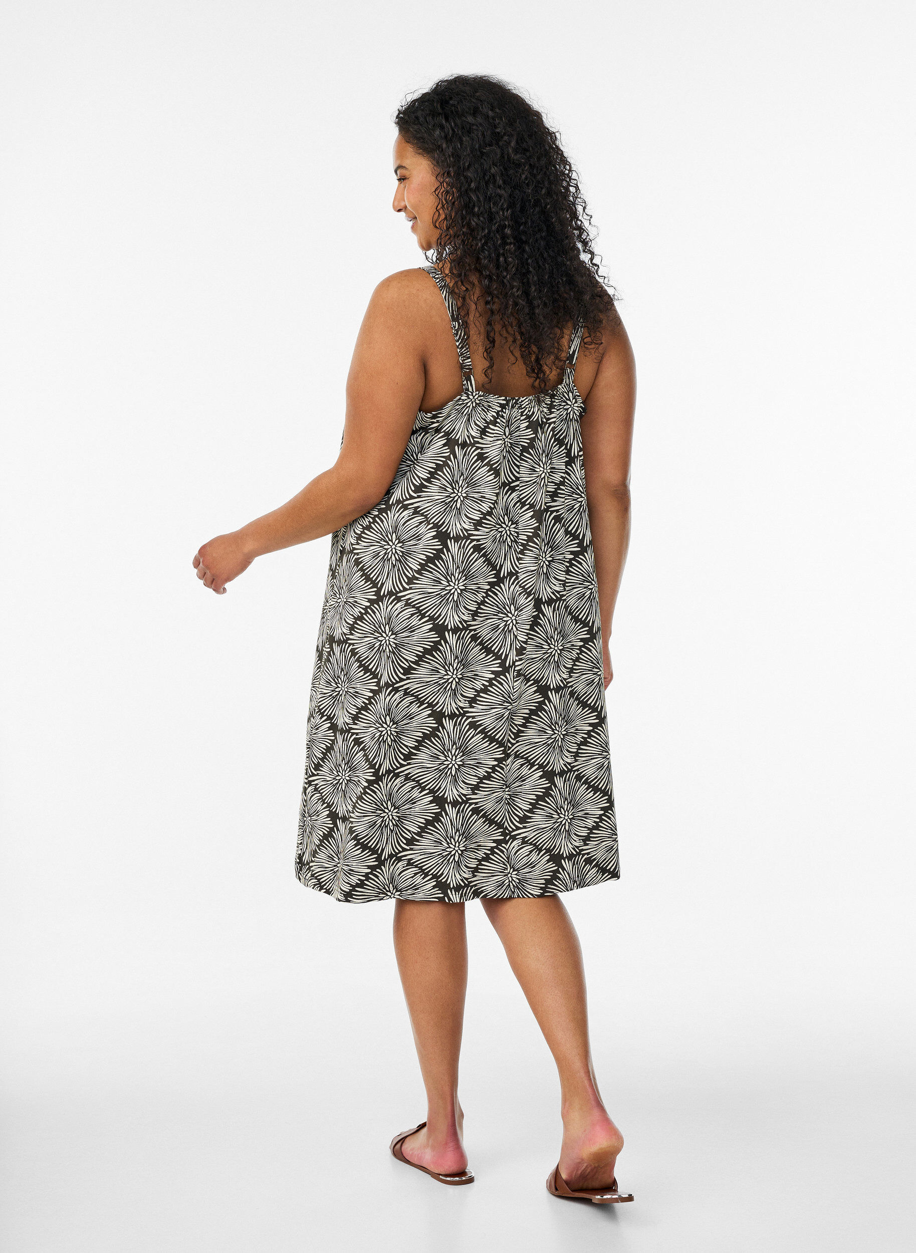 ZizziMidipituinen olkainmekko luomupuuvillaa, Musta, Model image number 2