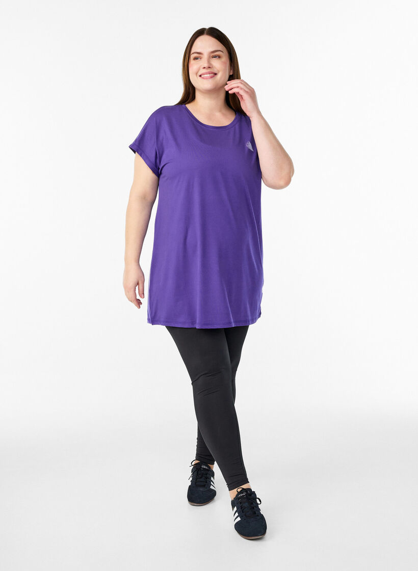 Pitk&auml; treenipaita, Violetti, Model image number 1
