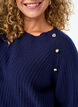 Ribattu neulepusero koristeellisilla napeilla, Sininen, Model image number 3