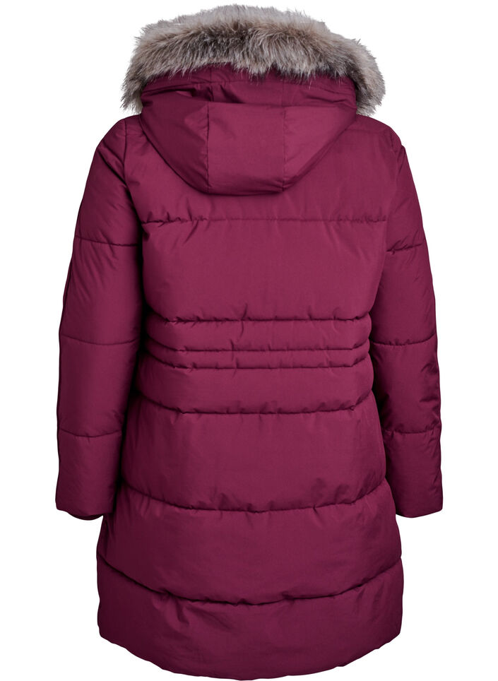 Vedenkestävä parka tekoturkiskauluksella, Tumma Bordeaux, Packshot image number 1