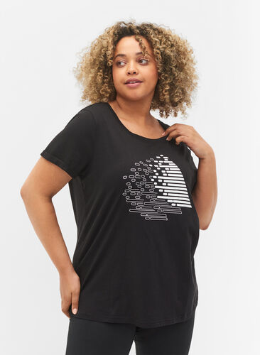 T-paita printillä treeniin , Black w. White, Model image number 0