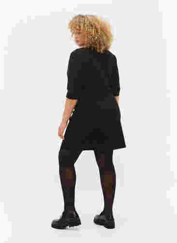 Yksivärinen mekko 3/4-hihoilla ja halkiolla, Black, Model image number 1