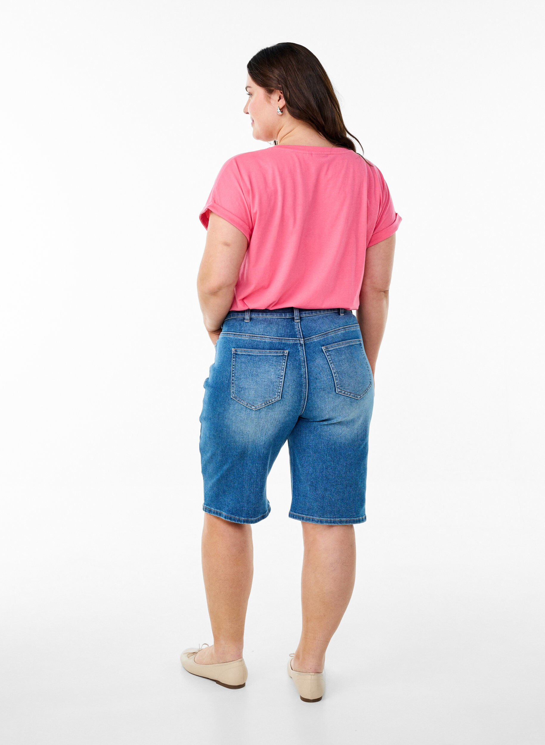 ZizziLyhythihainen puuvillasekoitteinen T-paita, Vaaleanpunainen, Model image number 2