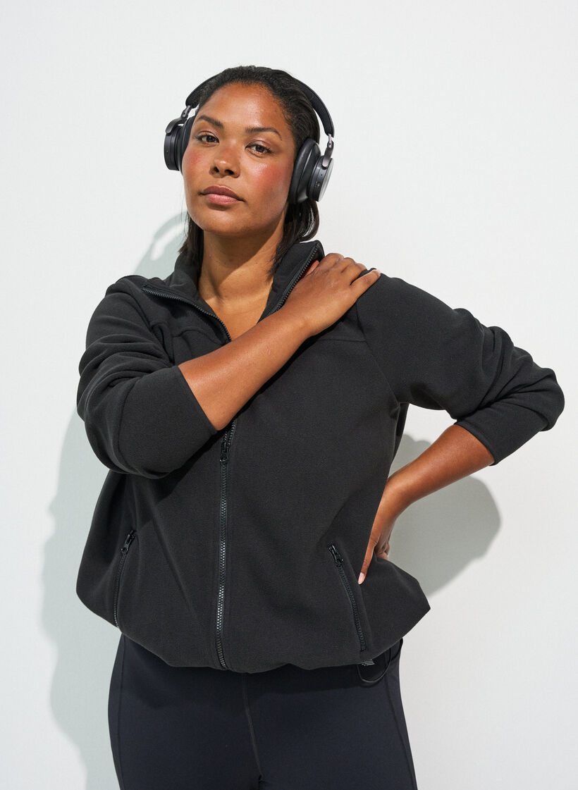 Fleecetakki taskuilla, Musta, Model image number 0