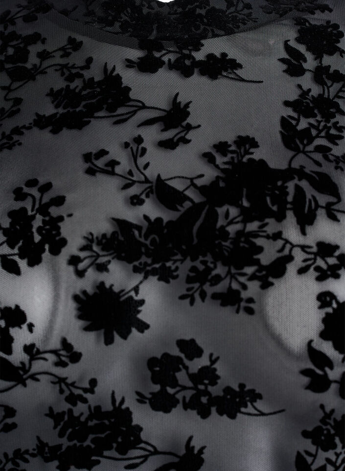 Mesh-pusero kukkakuviolla, Musta, Packshot image number 2