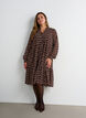 Mekko kokoprintill&auml; ja r&ouml;yhel&ouml;kerroksella, Ruskea, Model image number 0