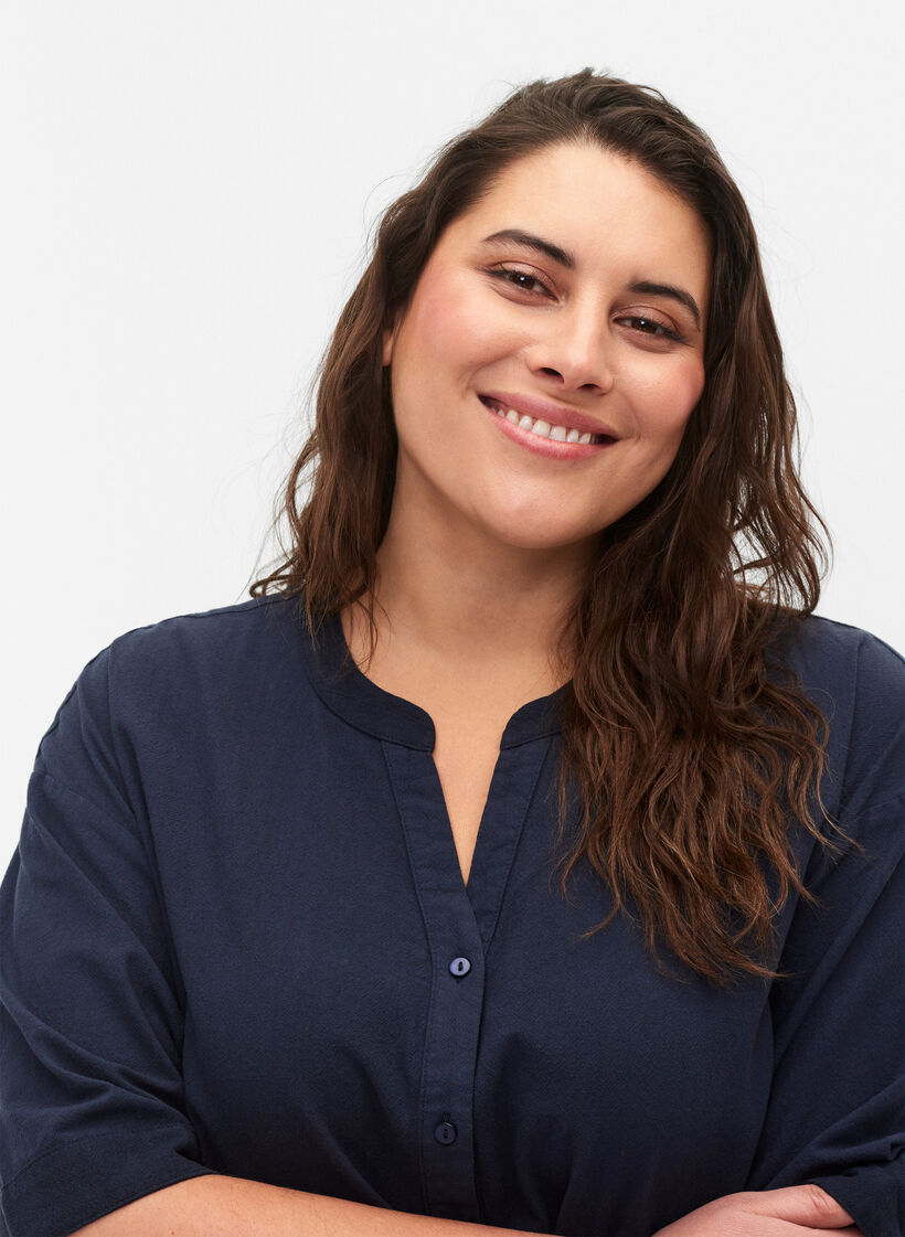 FLASH - Lyhythihainen midimekko puuvillasta, Navy Blazer, Model image number 2