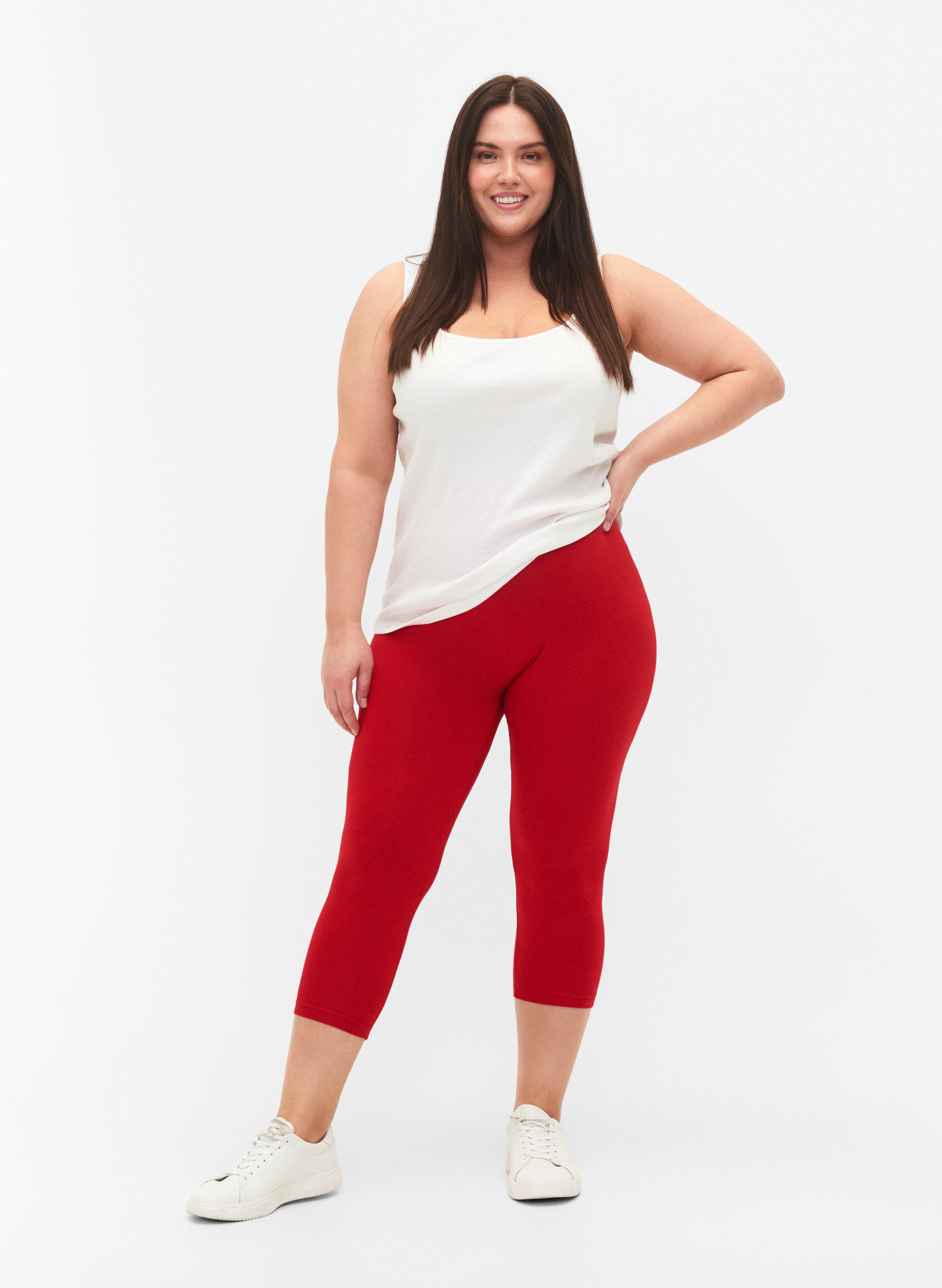 Zizzi3/4-pituiset viskoosileggingsit, Punainen, Model image number 1
