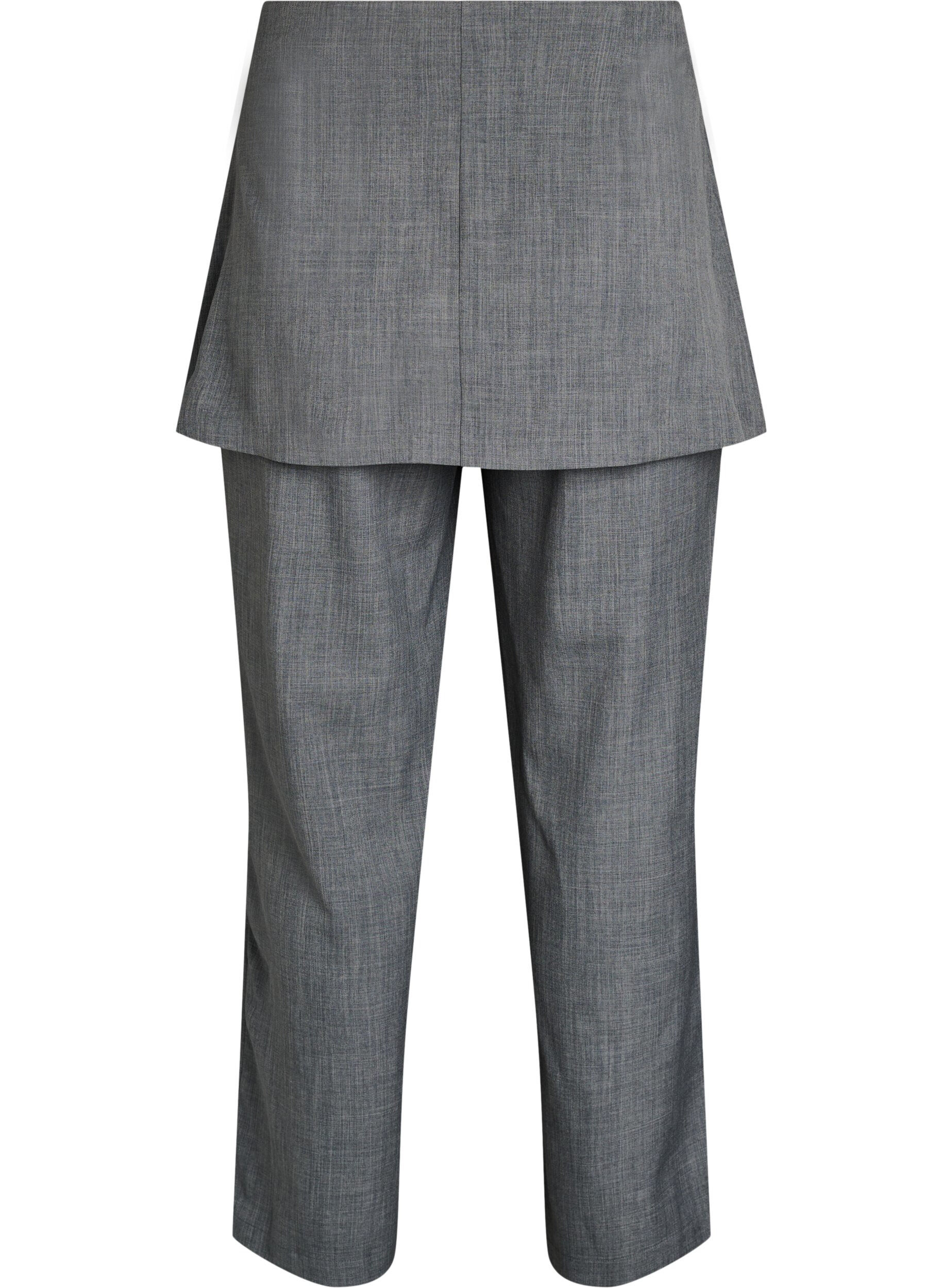 Zizzi Suorat housut hameen kanssa, Harmaa, Packshot image number 1