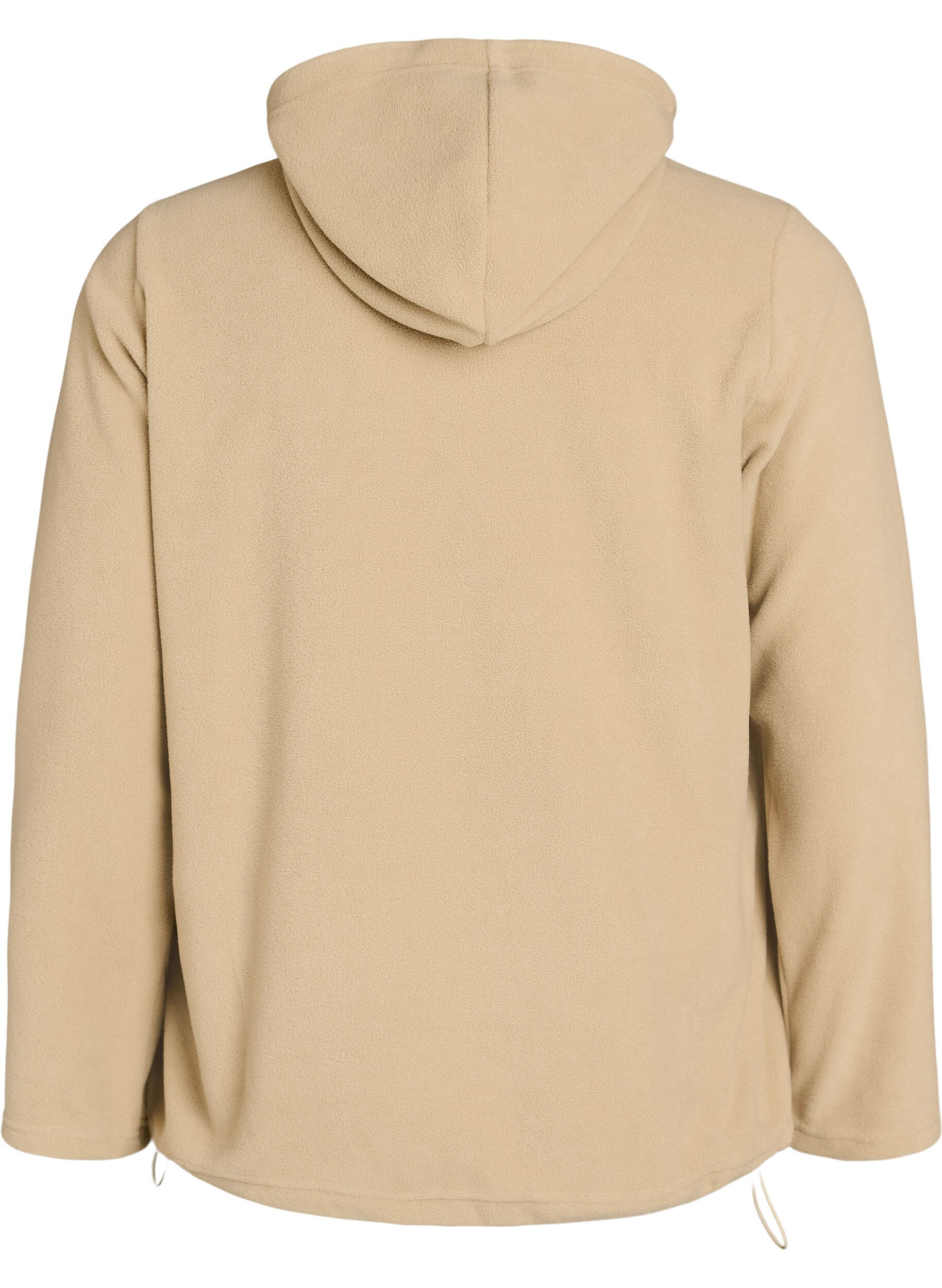 ZizziFleece-huppari korkealla kauluksella ja brodeeratulla tekstill&auml;, Beige, Packshot image number 1