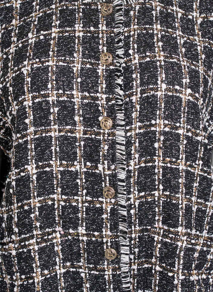Ruudullinen liivi koristeellisilla napeilla, Musta, Packshot image number 2