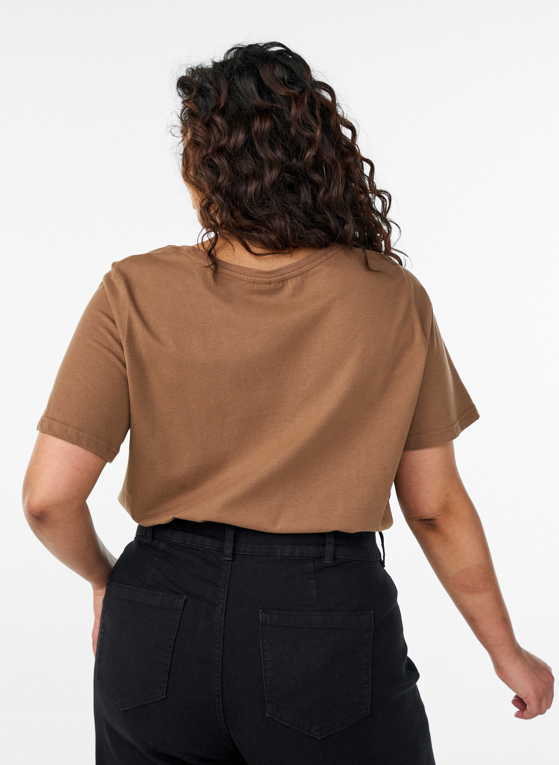 Zizzi T-paita printill&auml;, Ruskea, Model image number 2