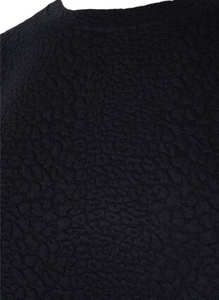 Yksivärinen pusero pintakuviolla, Black, Packshot image number 2